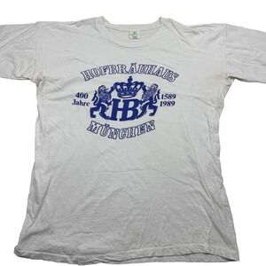 Vtg 80s Hofbräuhaus München Beer 400 Year Jahre Cotton Club T-Shirt Men XL White